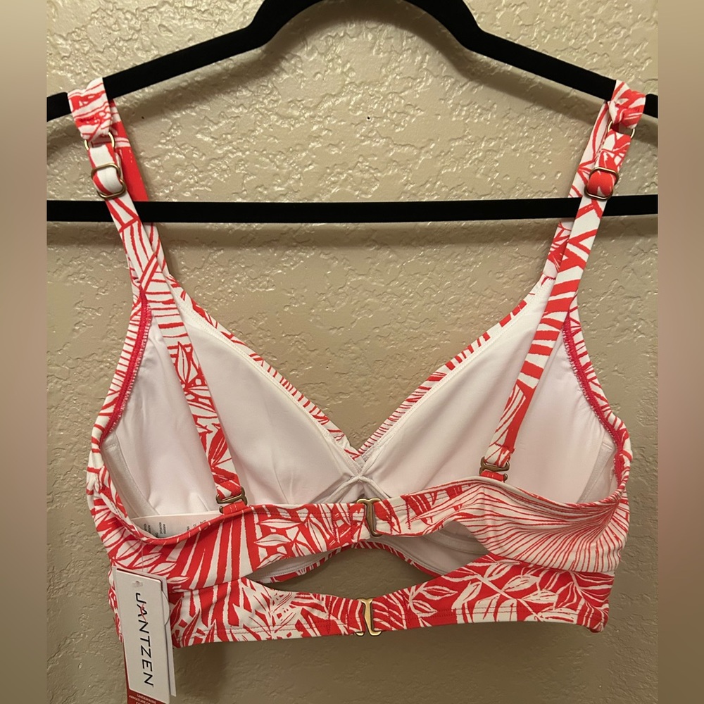 Jantzen Red & White Print Bikini Top NWT Size 10 - Picture 4 of 7